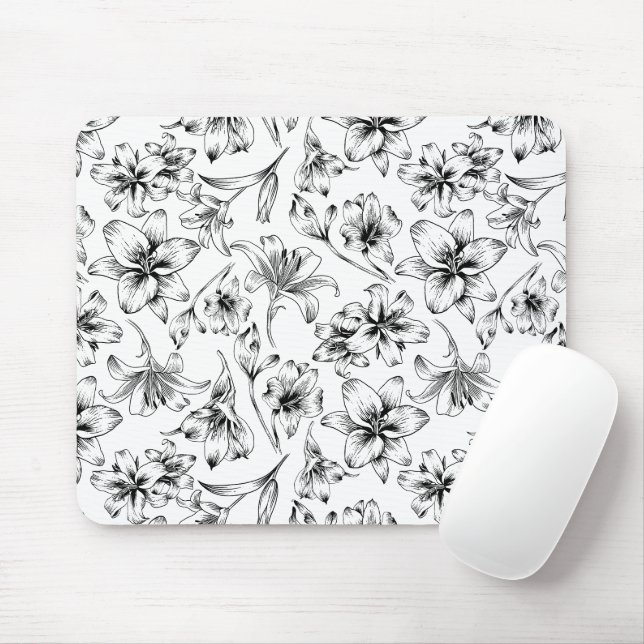 Mousepad Flores Pretas Lily (Com mouse)