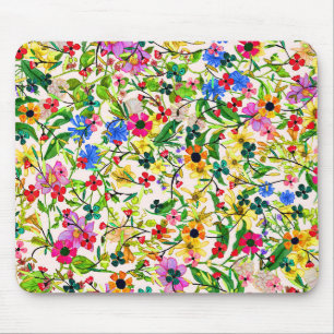Mousepad Flores primavera florais de cor branca