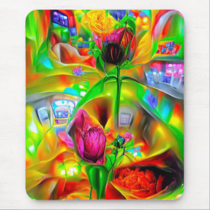 Mousepad Flores Psicodélicas abstrato