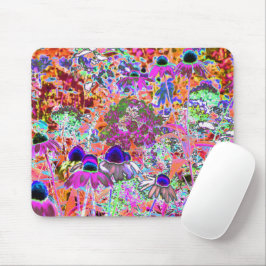 Mousepad Flores Psicodélicas Quentes Rosa e Verde limão