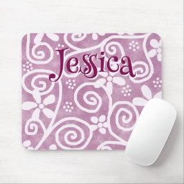 Mousepad Flores Redemoinhos Personalizado com padrão Rosa B