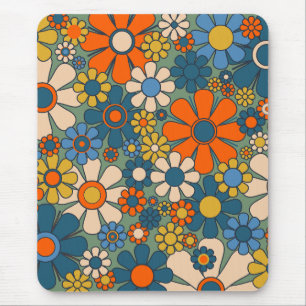 Mousepad Flores Retro Multicoloração do Groovy Multicolor 6