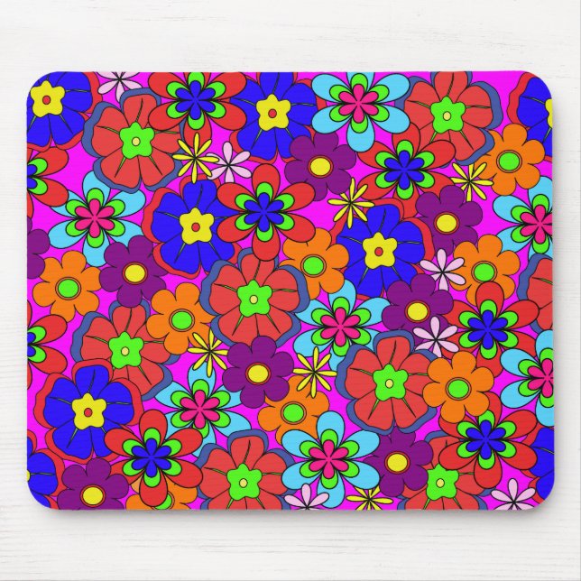 Mousepad Flores retros de Funkadelic do hippy (Frente)