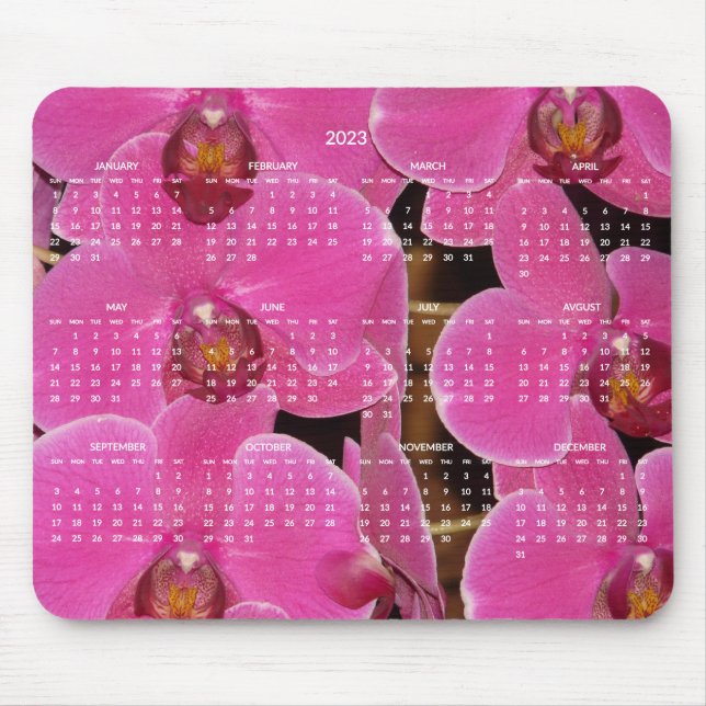 Mousepad Flores Rosa Calendário Anual 2023 (Frente)