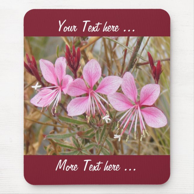 Mousepad - Flores Rosa com texto (Frente)