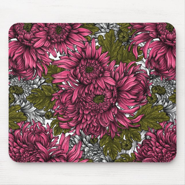 Mousepad Flores rosa crisântemo (Frente)