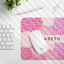 Mousepad Flores Rosa Dahlia, Padrão De Flores, Seu Nome