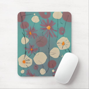 Mousepad Flores rosa e branco retrô