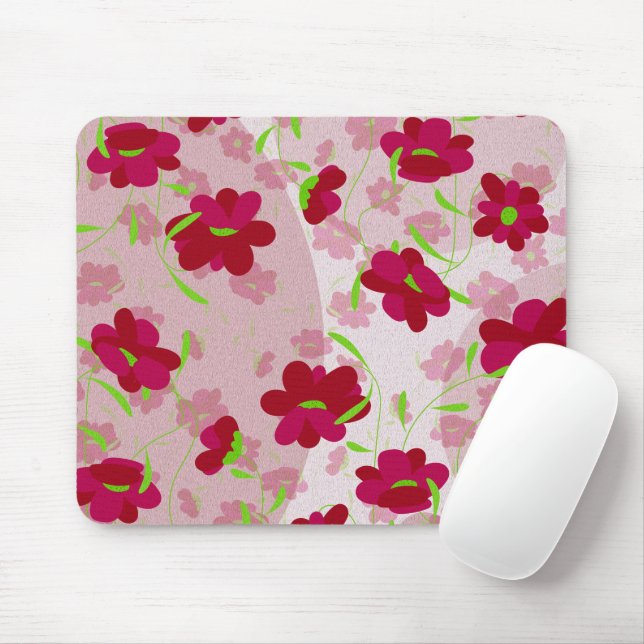 Mousepad Flores Rosa e Vermelha - Floral (Com mouse)