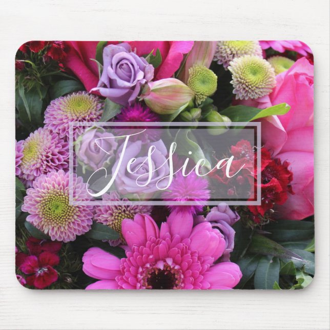 Mousepad Flores Rosa e Violeta Personalizadas (Frente)