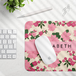 Mousepad Flores Rosa, Padrão De Flores, Seu Nome