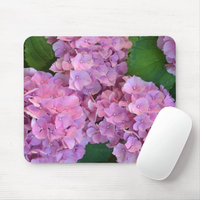 Mousepad Flores rosa pastel Hortensia hydrangea (Com mouse)