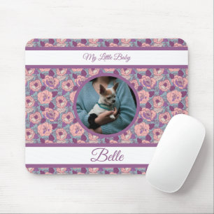 Mousepad Flores Rosa Roxo & faixas com nome/frase