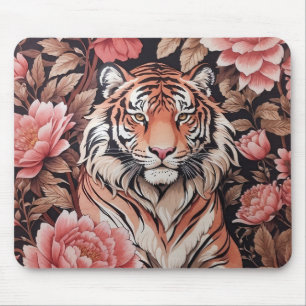 Mousepad Flores Rosa Tigre em Mesmerização