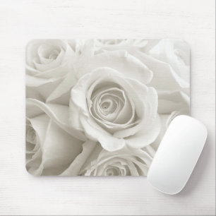 Mousepad Flores Rosas brancas