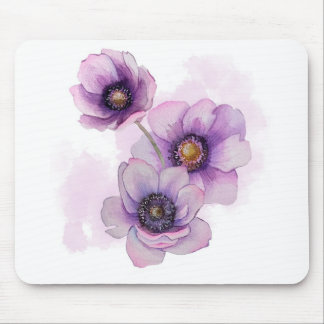 Mousepad flores roxas aquarela