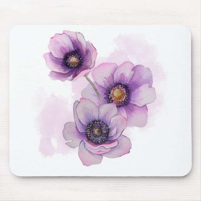 Mousepad flores roxas aquarela (Frente)