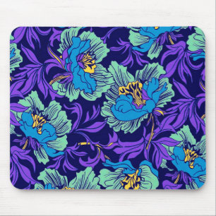 Mousepad Flores roxas e azuis William Morris