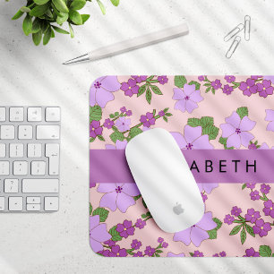 Mousepad Flores Roxas, Padrão De Flores, Seu Nome