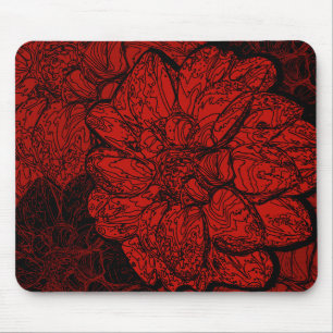 Mousepad Flores Ruby Red & Black Dahlia