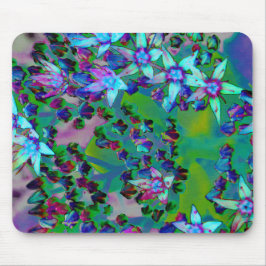 Mousepad Flores-Sedum Sucultas em Aqua, Roxo e Azul