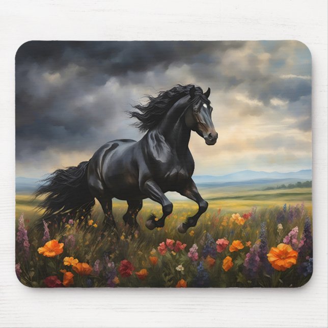 Mousepad Flores Selvagens de Equídeos da Frísia (Frente)