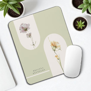 Mousepad Flores selvagens do Simples Moderno Boho em Sage G