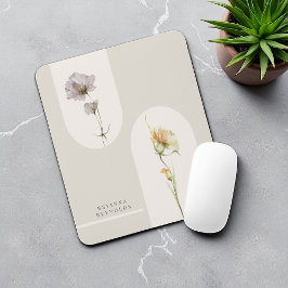 Mousepad Flores selvagens modernas e simples no bege neutro