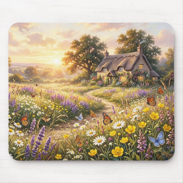 Mousepad Flores silvestres e uma casa encantadora (Frente)
