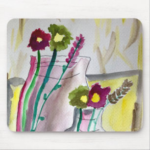 Mousepad Flores silvestres em arte abstrata de vaso