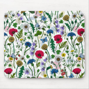 Mousepad Flores silvestres em branco