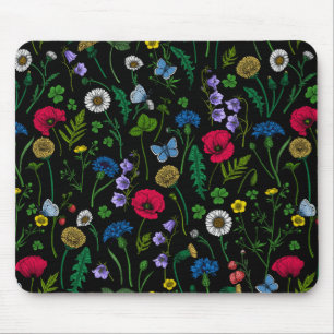 Mousepad Flores silvestres em preto
