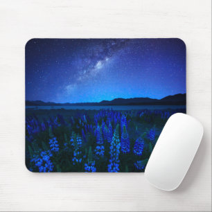 Mousepad Flores Tremoço no lago noturno Tekapo