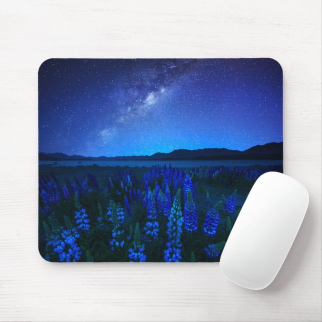 Mousepad Flores | Tremoço no lago noturno Tekapo (Com mouse)