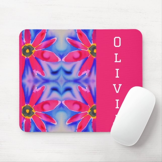 Mousepad flores tropicais cor d'água (Com mouse)