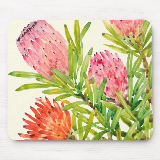 Mousepad Flores tropicais de aquarela (Frente)