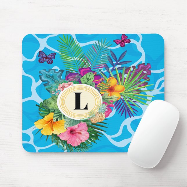 Mousepad Flores Tropicais Do Havaí E Borboletas (Com mouse)