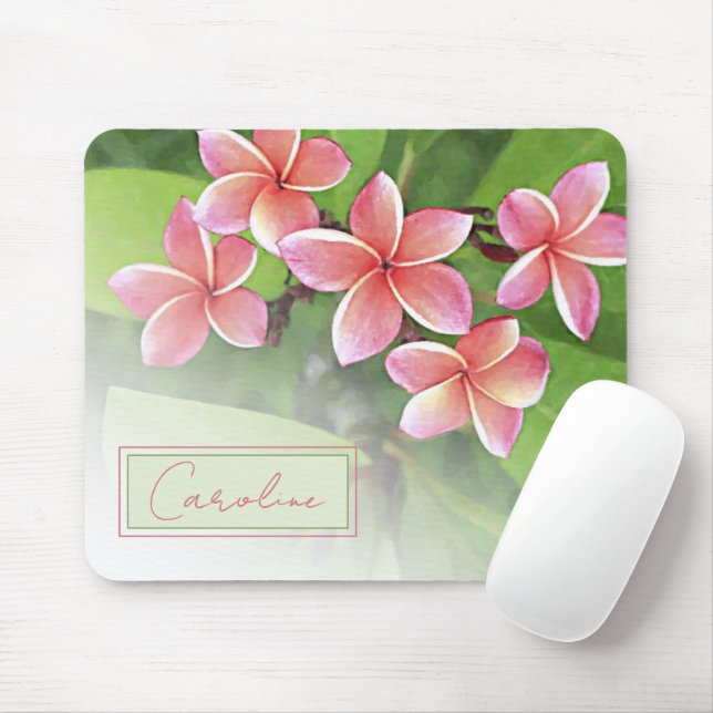 Mousepad Flores Tropicais Personalizadas Flores de Plumeria (Com mouse)