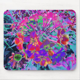 Mousepad Flores Vermelhas e Roxas Coloridas Psicodélicas