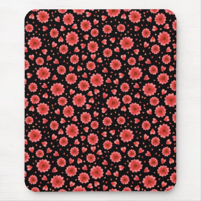 Mousepad Flores Vermelhas Florais Padrão-23321 (Frente)