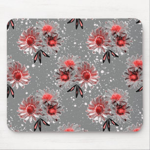 Mousepad Flores vermelhas na cinza