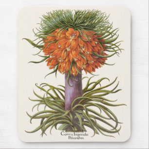 Mousepad Flores Vintage de Fritilária Laranja Basilius Besl