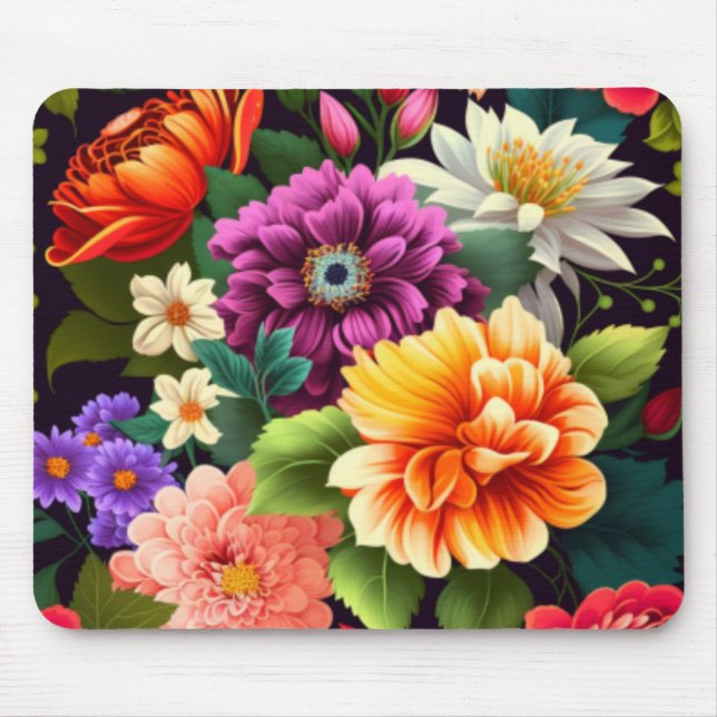 Mousepad Flores vívidas coloridas (Frente)