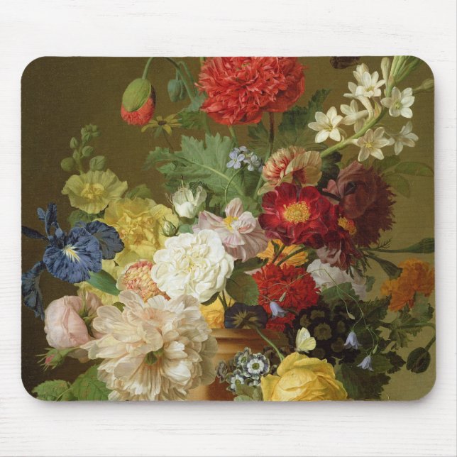 Mousepad Floresça a vida imóvel em uma borda de mármore, (Frente)