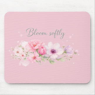 Mousepad Floresça Suavemente – Floral Pastel em Aquarela 