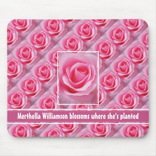 Mousepad FLORESCOS Personalizados ONDE ELA PLANTOU Rosa Ros (Frente)