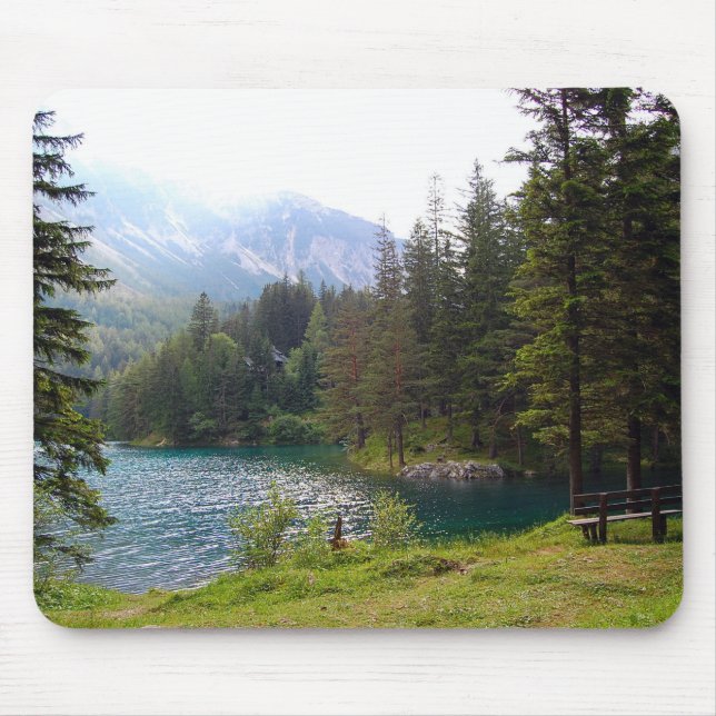 Mousepad Floresta alpina cénico e lago (Frente)