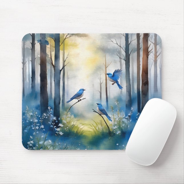 Mousepad Floresta Cênica de Azulejos da Mata (Com mouse)