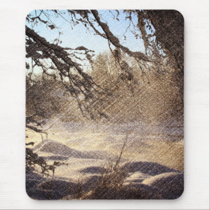 Mousepad Floresta de inverno em Pinheiros Primitivos