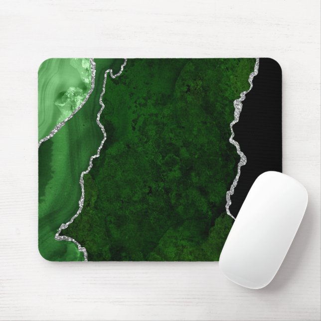 Mousepad Floresta Glamourosa Verde Mármore Chic Brilho Prat (Com mouse)